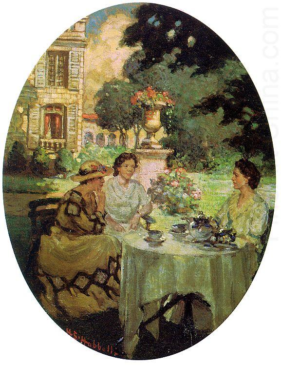 Tea in the Garden at the Chateau de Rozieres, Henry Salem Hubble